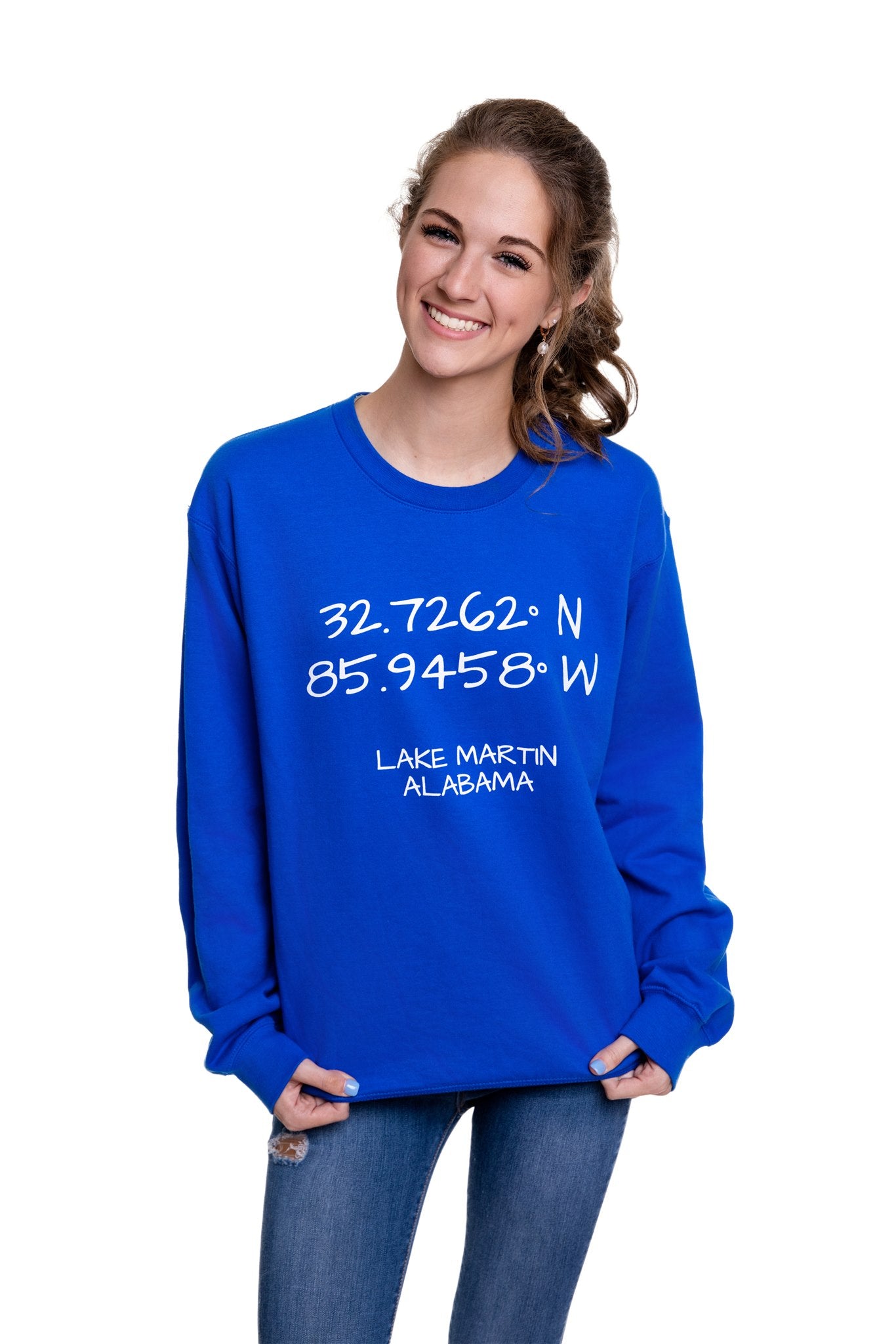 Royal blue with white lettering (GPS coordinates)