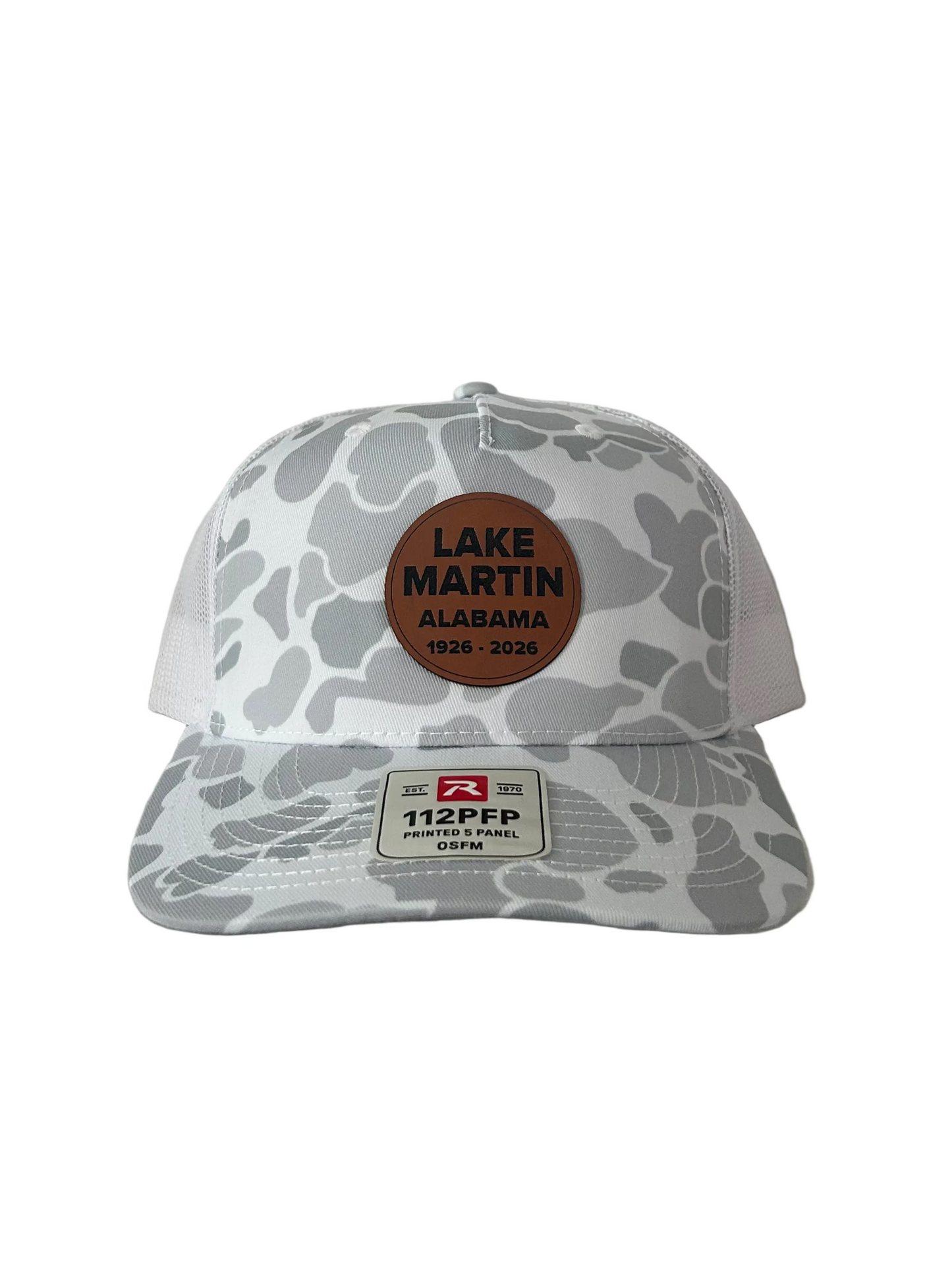 Structured R112 Trucker Camo with leather patch Lake Martin Hat